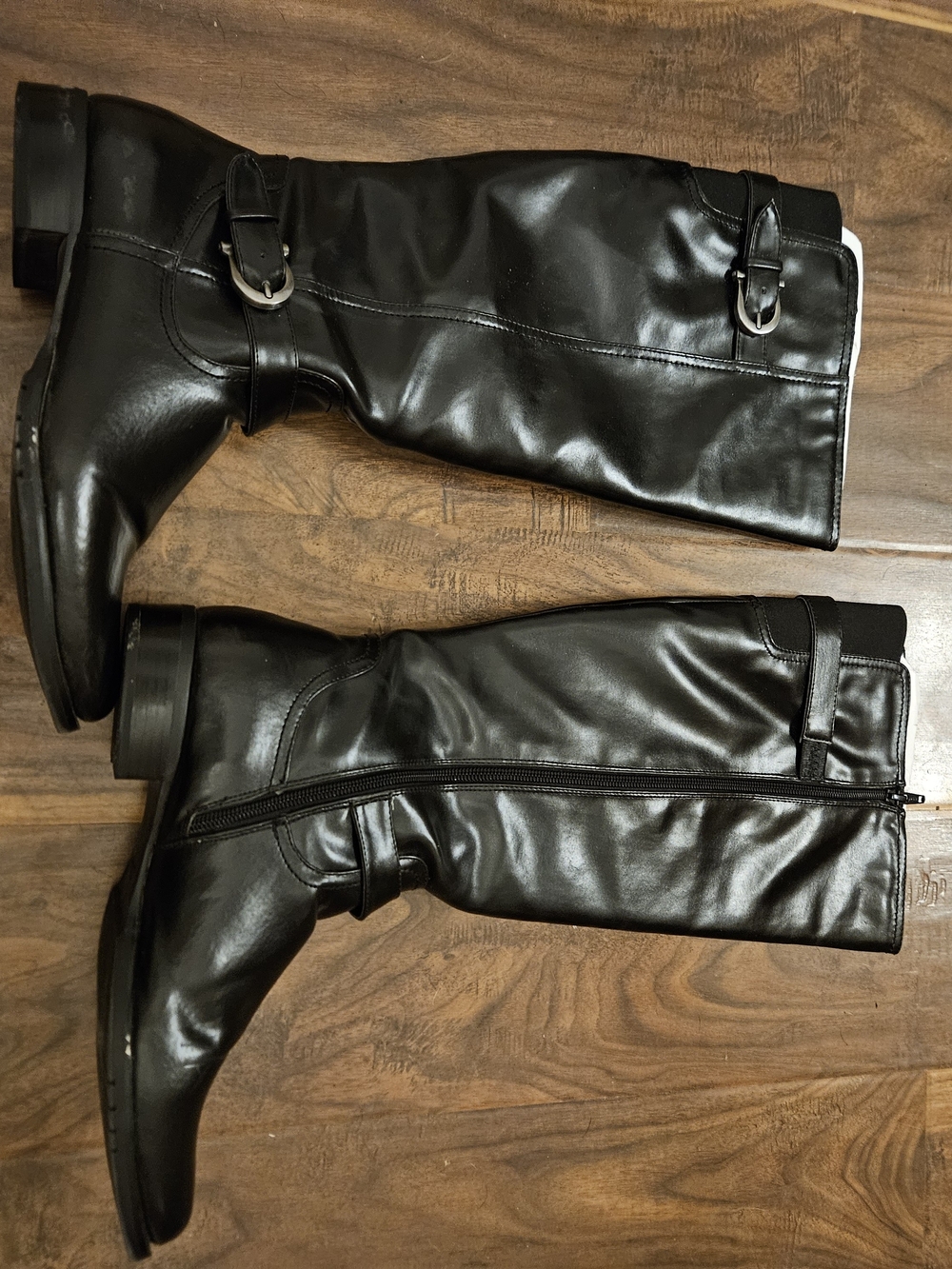 GH Bass & Co Farah Black Knee High Riding Boots Womens 9.5 M Faux Leather Boxed